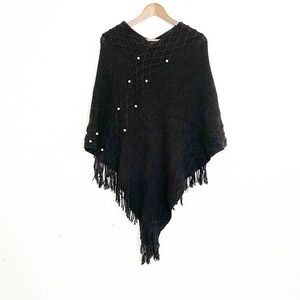 NWT Sylvia Alexander Acrylic Poncho One Size Color Black